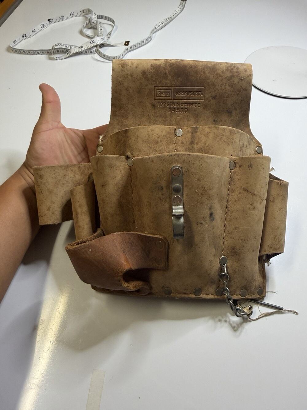 VTG Sears Craftsman 94580 Leather Tool Pouch Top Grain Cowhide Carpenter USA